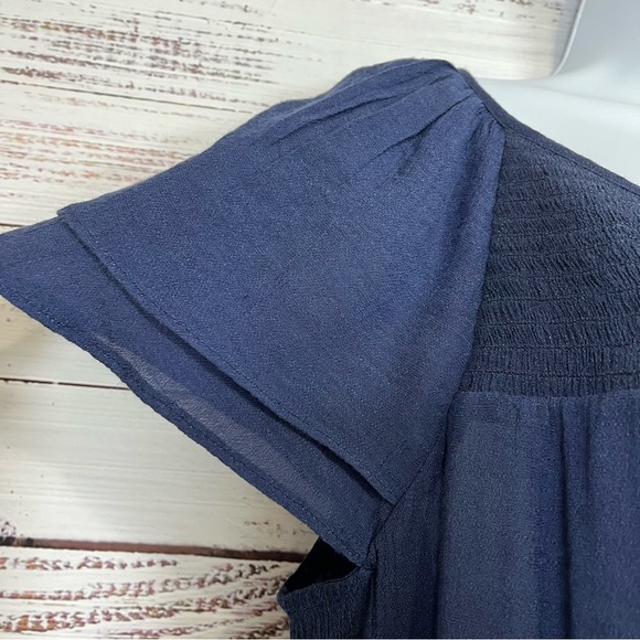 Westport Navy V Neck Tie Short Sleeve Top - Picture 3 of 14